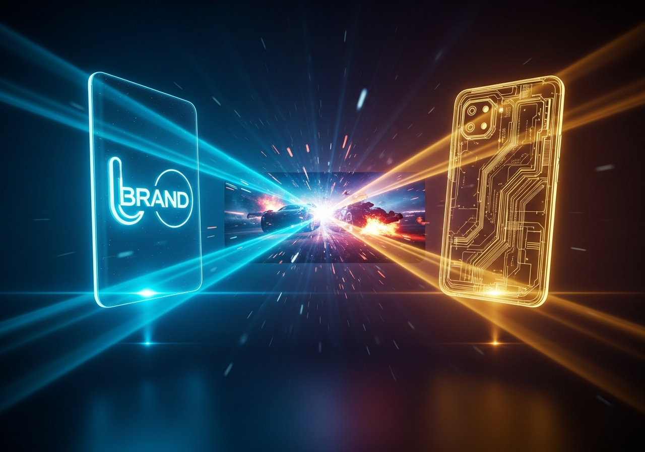 A powerful illustration of the Logo to Product tool merging a brand logo and a product image into a single, dynamic video frame.